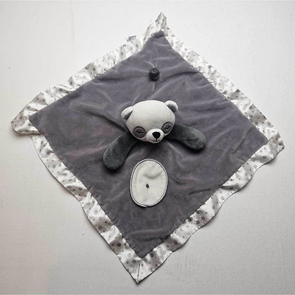 Douglas Baby Gray Bear Lovey Security Blanket Plush Satin Trim